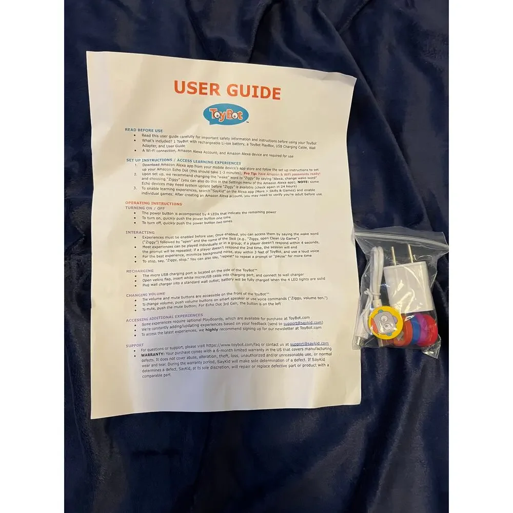 SayKids ToyBot STEAM Robot Plush Alexa Echo Dot Learning Toy Complete NWT